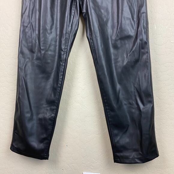 ZARA Faux Leather High Rise Pants Mom Fit Black Womens Size 10 Grunge Y2K 90s - Picture 5 of 13